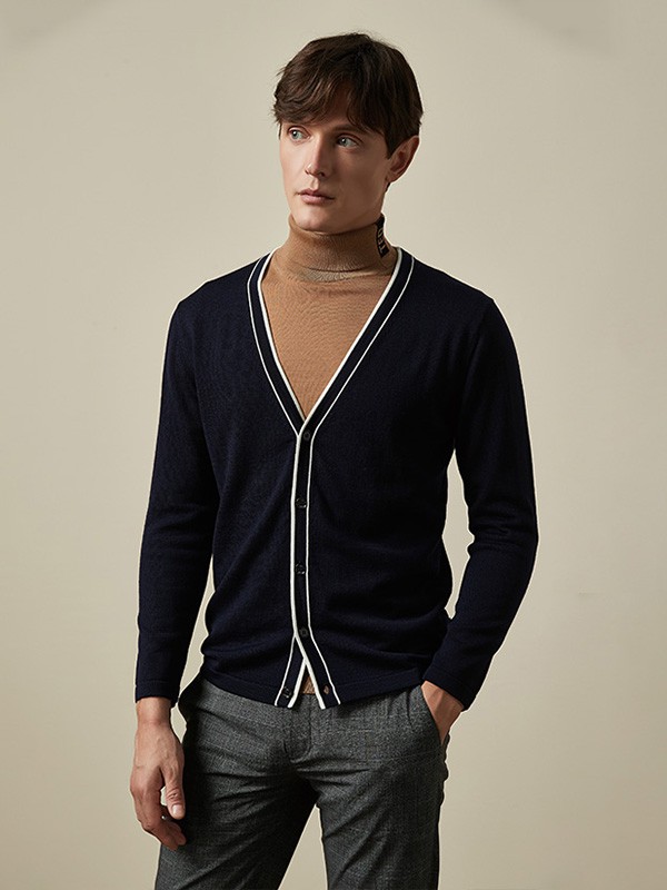 tedbaker休闲装2020秋冬季黑色撞色针织衫