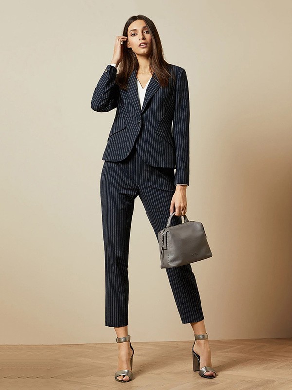 tedbaker2020秋冬季黑色条纹西装