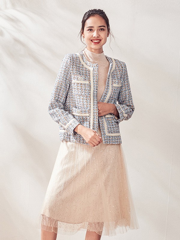 蒂蒂卡娜2020秋冬季蓝色宽松外套