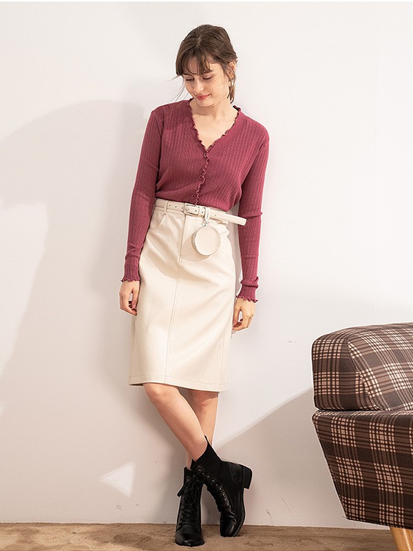 蒂蒂卡娜2020秋冬季紫色修身针织衫