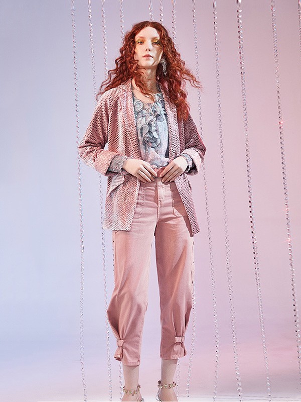 莲灿女装2020秋冬季粉色亮片外套