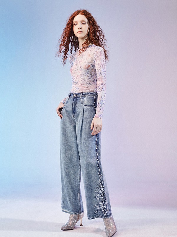 芳外2020秋冬季紫色印花打底衫