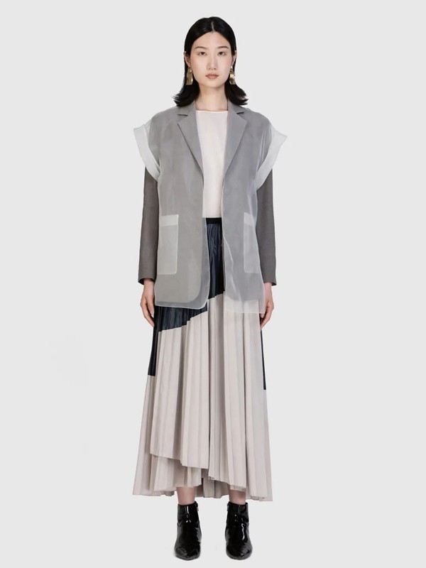 怡夕2020秋冬季灰色纯色外套