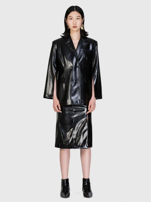 怡夕2020秋冬季黑色纯色套装