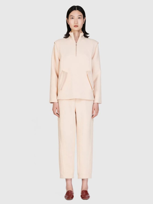 怡夕2020秋冬季米色纯色套装