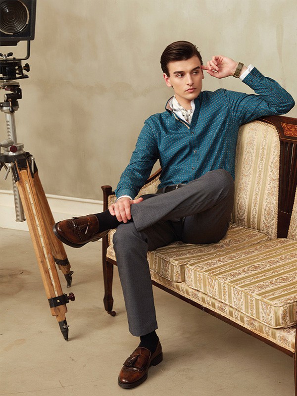 G2000休闲装2020秋冬季绿色暗纹衬衫