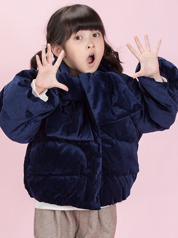 UU2020秋冬季藏蓝色纯色棉服