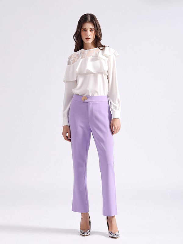 丹比奴2020秋冬季白色荷叶边上衣