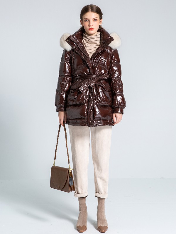 迪笛欧2020秋冬季棕色纯色羽绒服