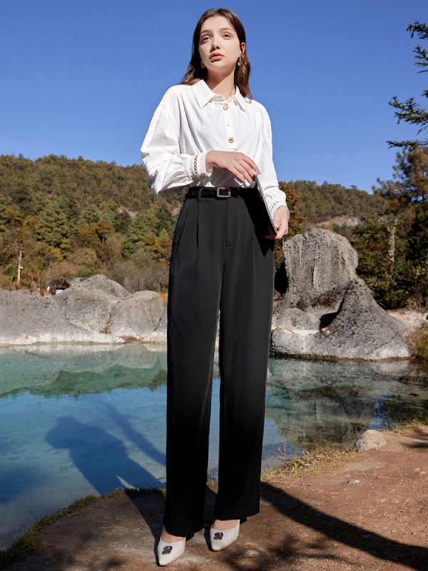 春美多2021春季白色纯色衬衫