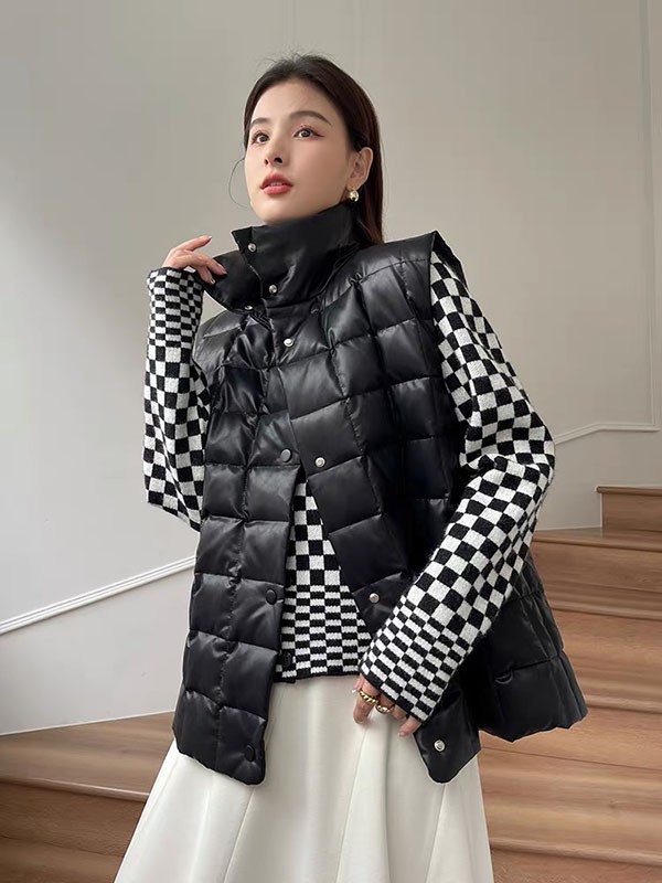 珂希莉2021秋冬季黑色纯色马夹