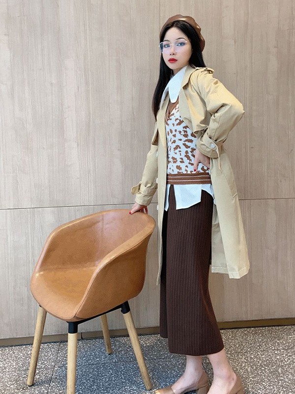 DR2021秋冬季棕色纯色包臀裙