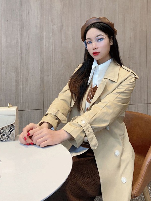 DR2021秋冬季黄色纯色风衣