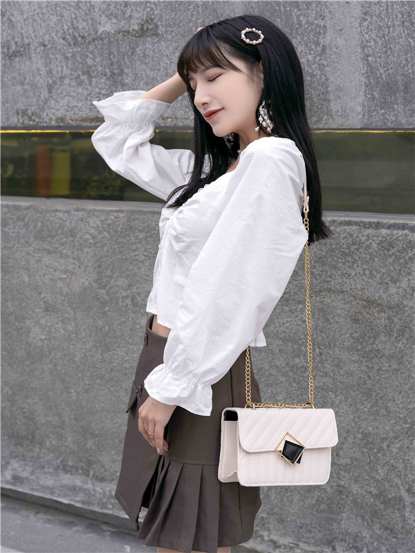 OMX女装2021秋冬季白色纯色衬衫