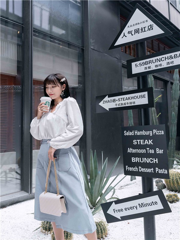 OMX女装2021秋冬季白色纯色T恤