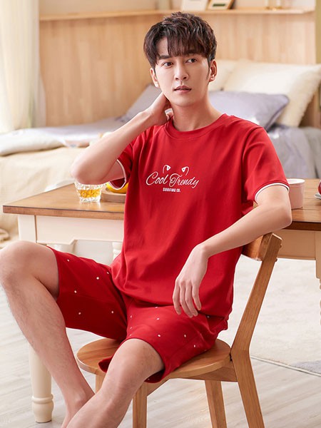 宫蝶内衣2021春夏季红色家居服