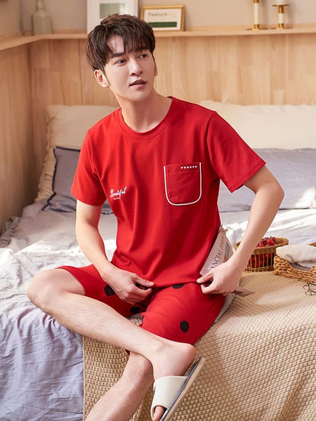 宫蝶内衣2021春夏季红色家居服