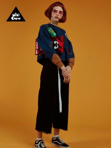 FIVECM2021秋冬季藏蓝色印花外套