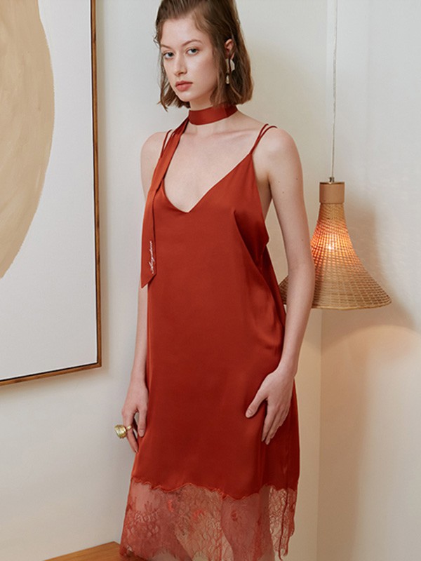 AMYDIMO内衣2021秋冬季酒红色家居服