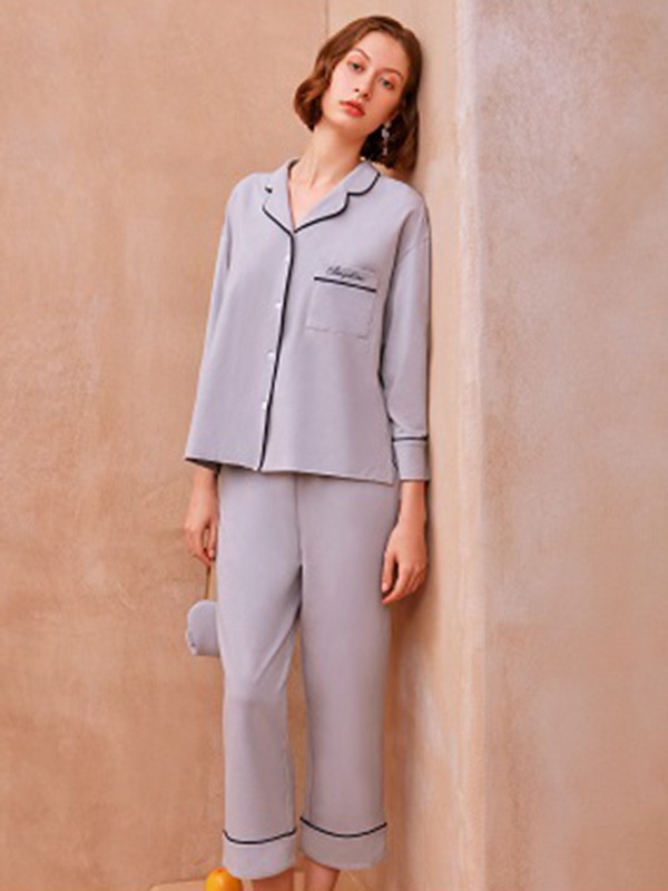 AMYDIMO内衣2021秋冬季紫色家居服