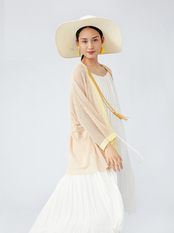 柏明休闲装2021春夏季白色长款吊带裙