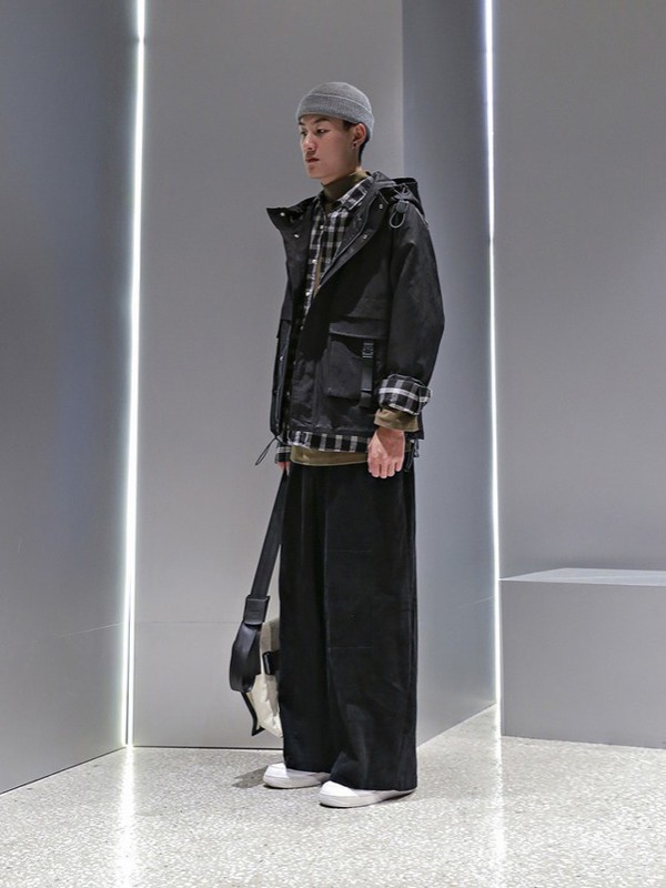 M4M男装2021秋冬季黑色纯色阔腿裤