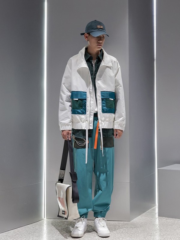 M4M男装2021秋冬季白色印花外套