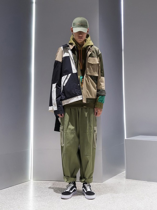 M4M男装2021秋冬季拼色印花派克服