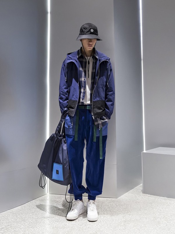 M4M男装2021秋冬季藏蓝色纯色长裤