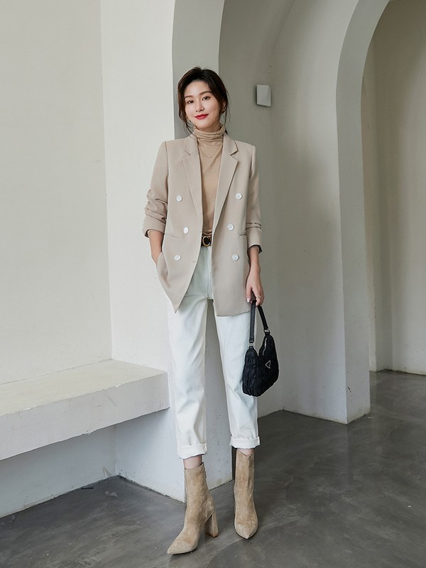 达佳诗2021秋冬季白色纯色七分裤