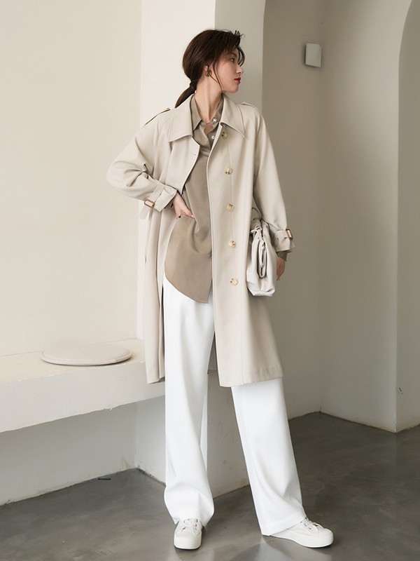 达佳诗2021秋冬季白色纯色阔腿裤