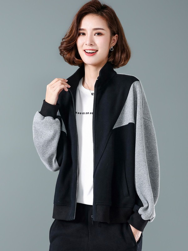 呈品2021秋冬季拼色宽松外套