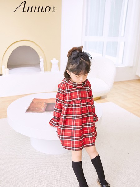 素睐2021秋冬季红色格子连衣裙