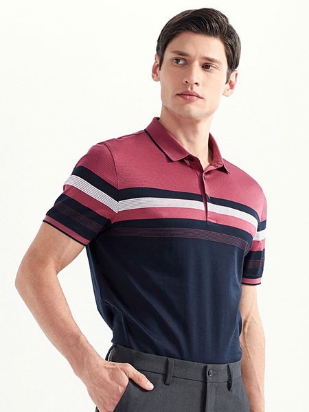 乔治邦尼2021春夏季拼色条纹polo衫