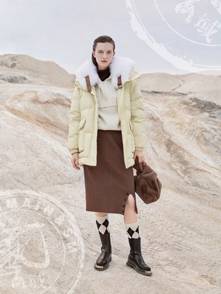 艺域女装2021秋冬季棕色开叉包臀裙