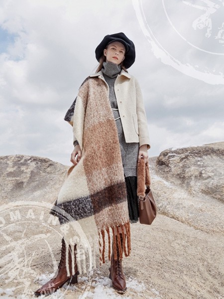 艺域女装2021秋冬季米色纯色大衣