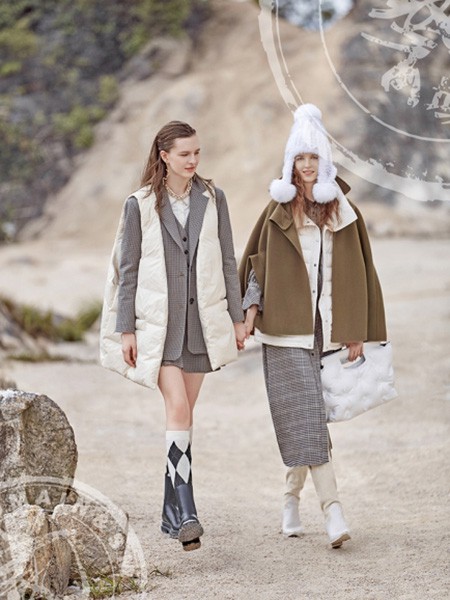 艺域女装2021秋冬季灰色格子半身裙