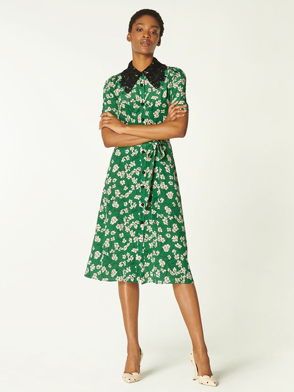 L.K.Bennett女装2021春夏季绿色印花连衣裙