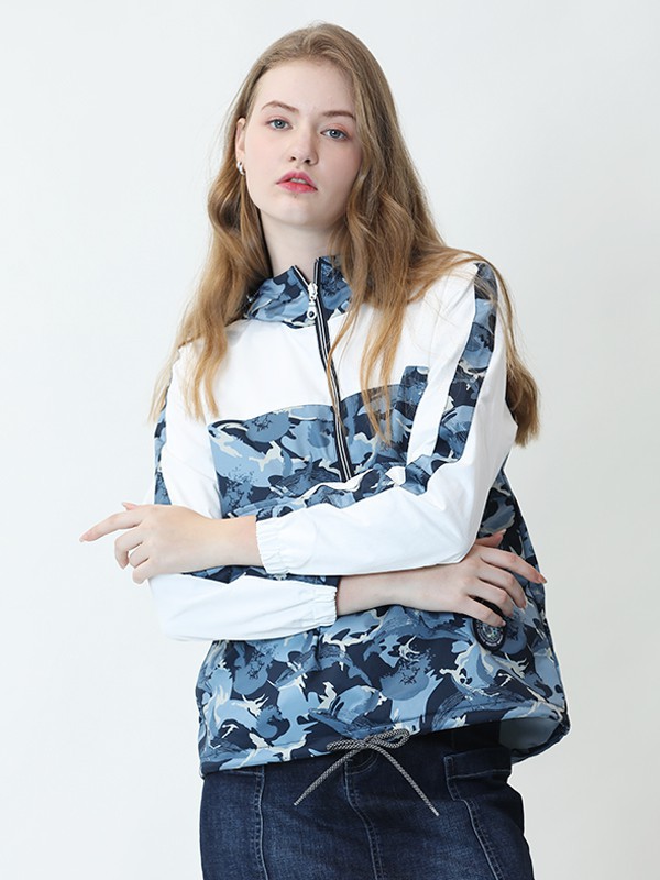 波顿休闲装2021春夏季拼色印花外套