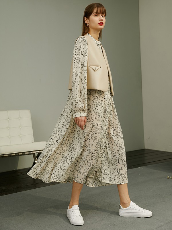 veraveins2021春夏季灰色格子连衣裙