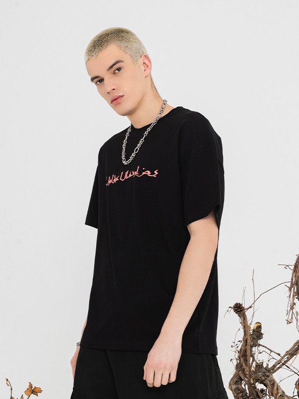 KILLWINNER休闲装2021春夏季黑色字母T恤