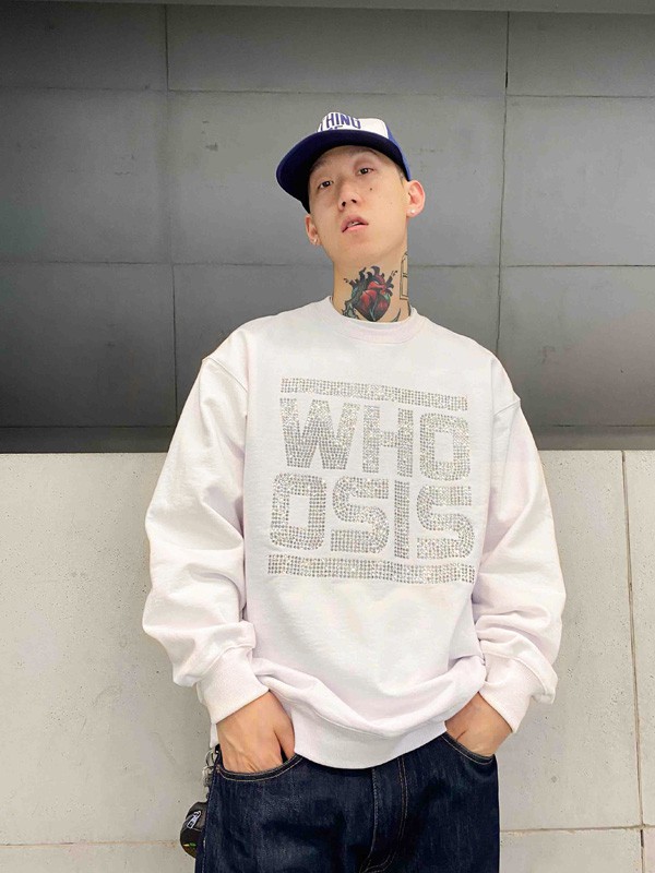 WHOOSIS休闲装2021秋冬季白色字母T恤