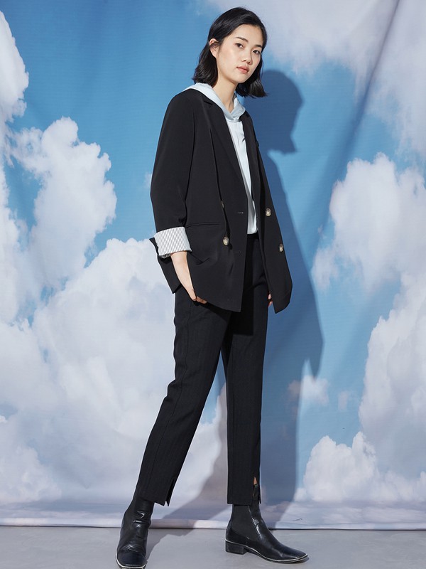 Pure:Moment:2021秋冬季黑色纯色西装
