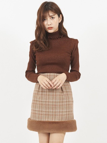 titty&Co2021秋冬季酒红色高领针织衫