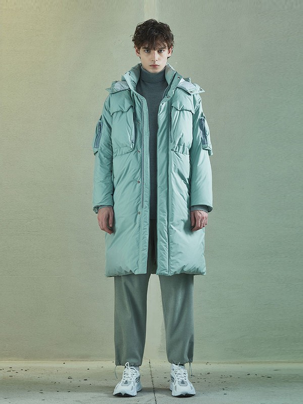 JPE男装2021秋冬季浅蓝色连帽棉服