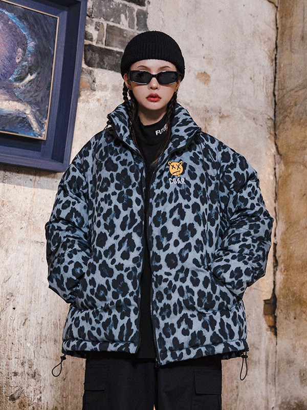 Codazzreet休闲装2021秋冬季灰色豹纹羽绒服