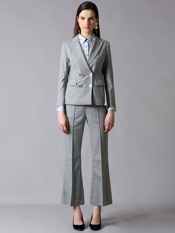 蓝戈瑞2021秋冬季灰色纯色西装裤