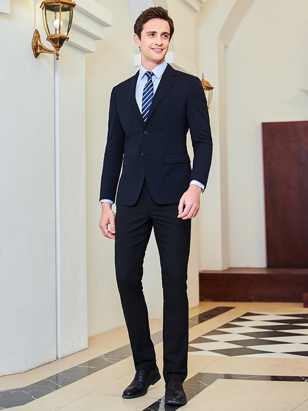 蓝戈瑞2021秋冬季黑色纯色西装