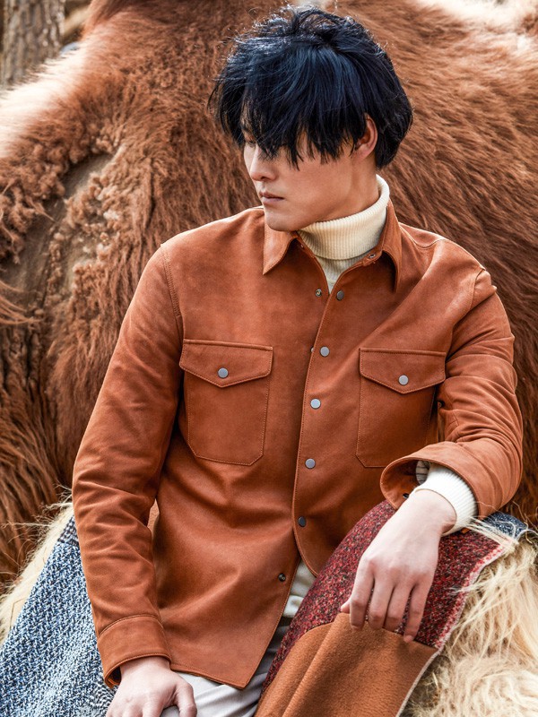 AIVIDICSTUDIO男装2021秋冬季橙色纯色外套