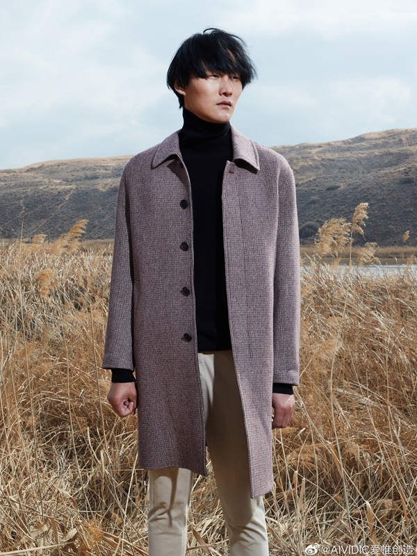 AIVIDICSTUDIO男装2021秋冬季紫色纯色大衣